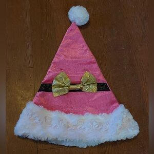 Velvet Pink Christmas Santa Hat with Gold Bow 🎅🎀💝